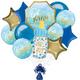 Premium Blue Baby Boy Baby Shower Foil Balloon Bouquet with Balloon Weight, 13pc